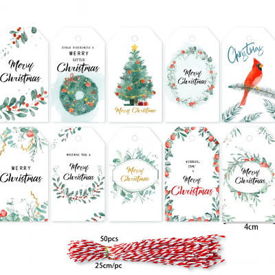 Winietki na Prezenty Białę 50szt