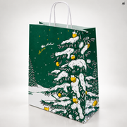 Torba papierowa świąteczna 240x100x320mm  Zielona Choinka