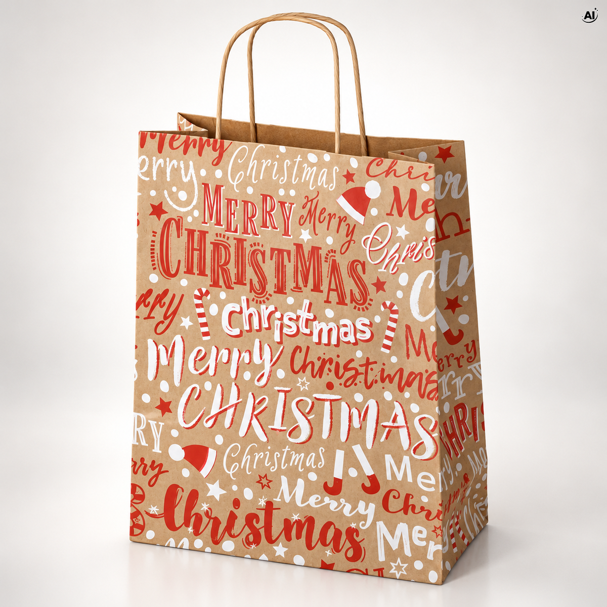 Torba papierowa świąteczna 240x100x320mm Merry Christmas
