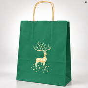 Torba Papierowa Świąteczna 180x80x225 Zielona Renifer 5szt