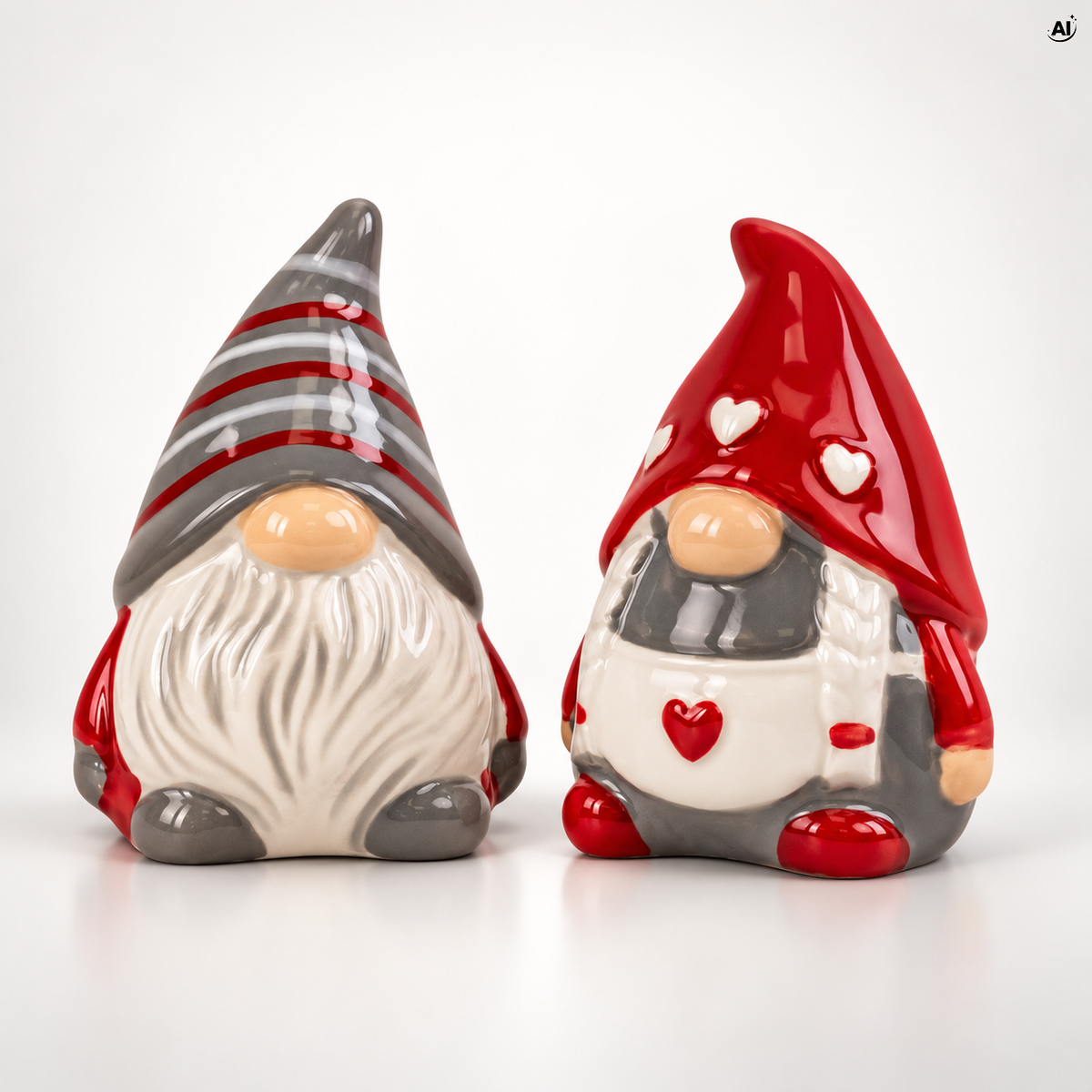Ceramiczne pojemniki na przyprawy świąteczne skrzaty2 szt.