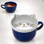 Ceramiczny kubek z przykrywką w kształcie kota, 300 ml