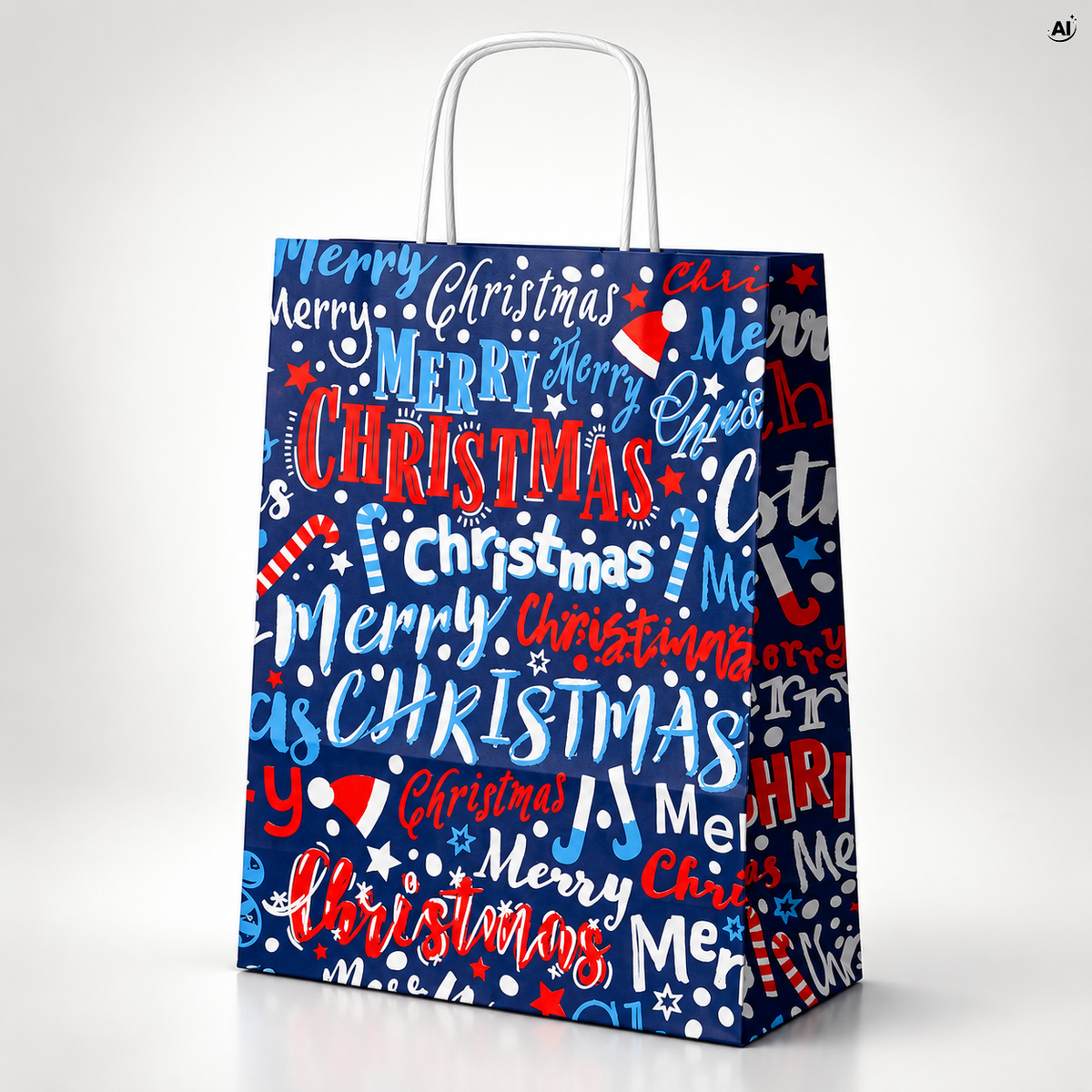 Torba papierowa świąteczna 240x100x320mm Granatowa Merry Christmas