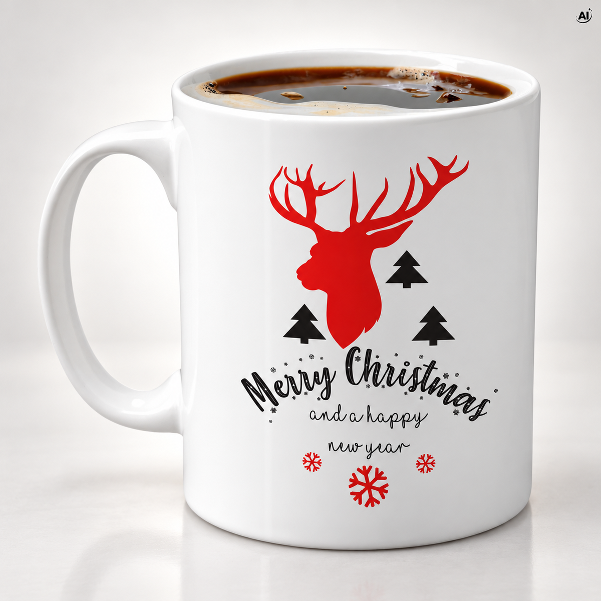 Biały kubek świąteczny z nadrukiem Merry Christmas, 330 ml