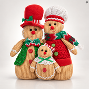 Świąteczny zestaw 3 figurek piernikowej rodziny 30 cm