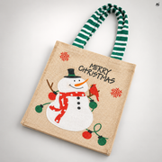 Jutowa torebka na prezenty Merry Christmas, 15 x 19 cm