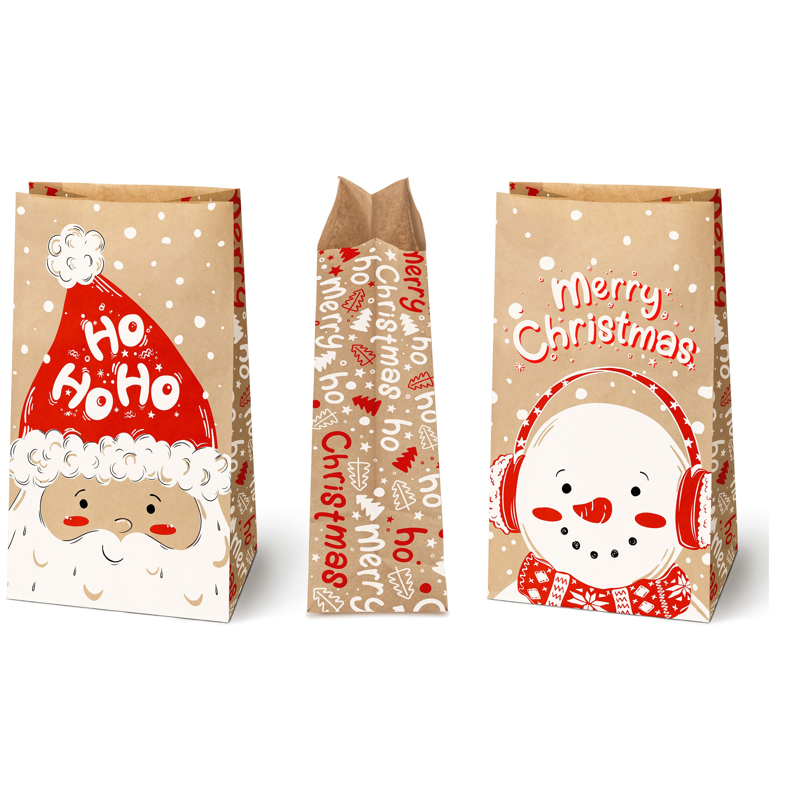 Torba papierowa klockowa brązowa 16x8x27cm Mikołaj