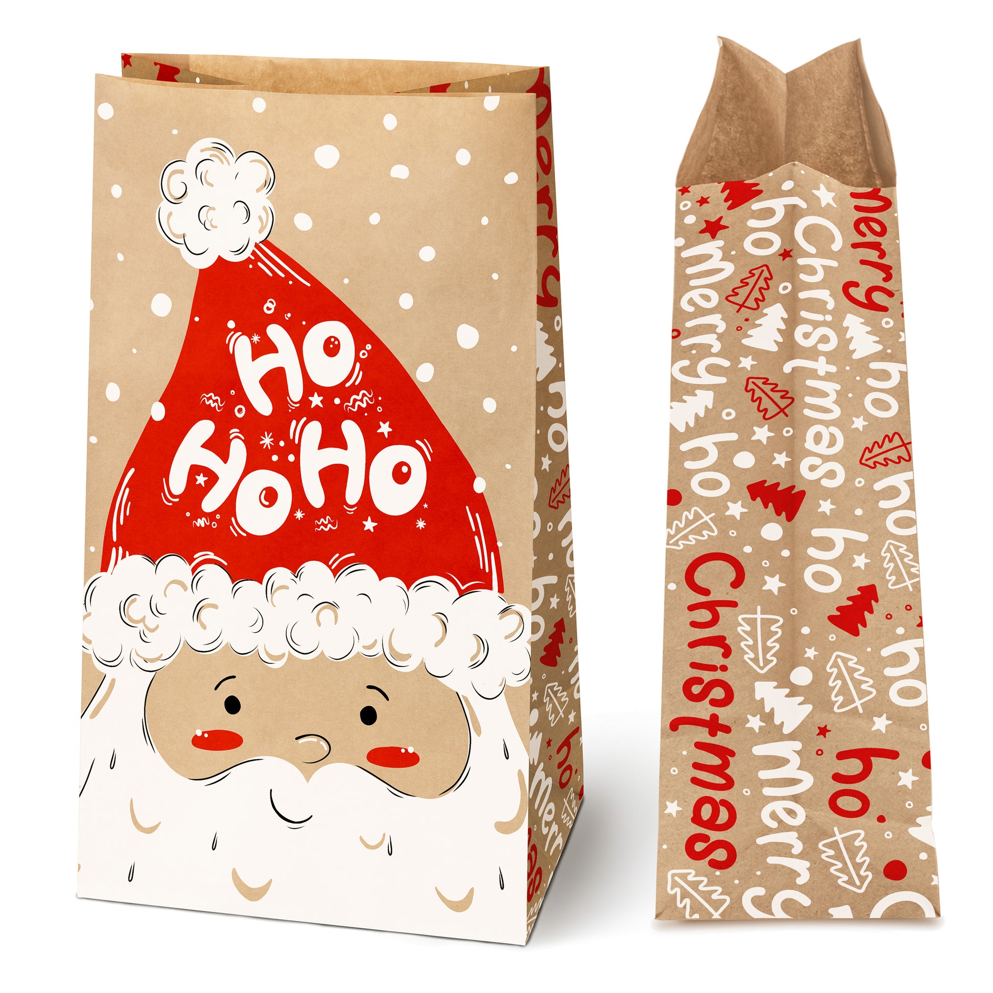 Torba papierowa klockowa brązowa 16x8x27cm Mikołaj
