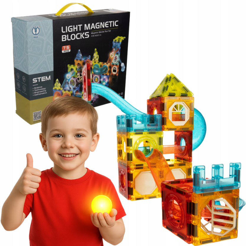 Klocki magnetyczne 77 el. dla dzieci