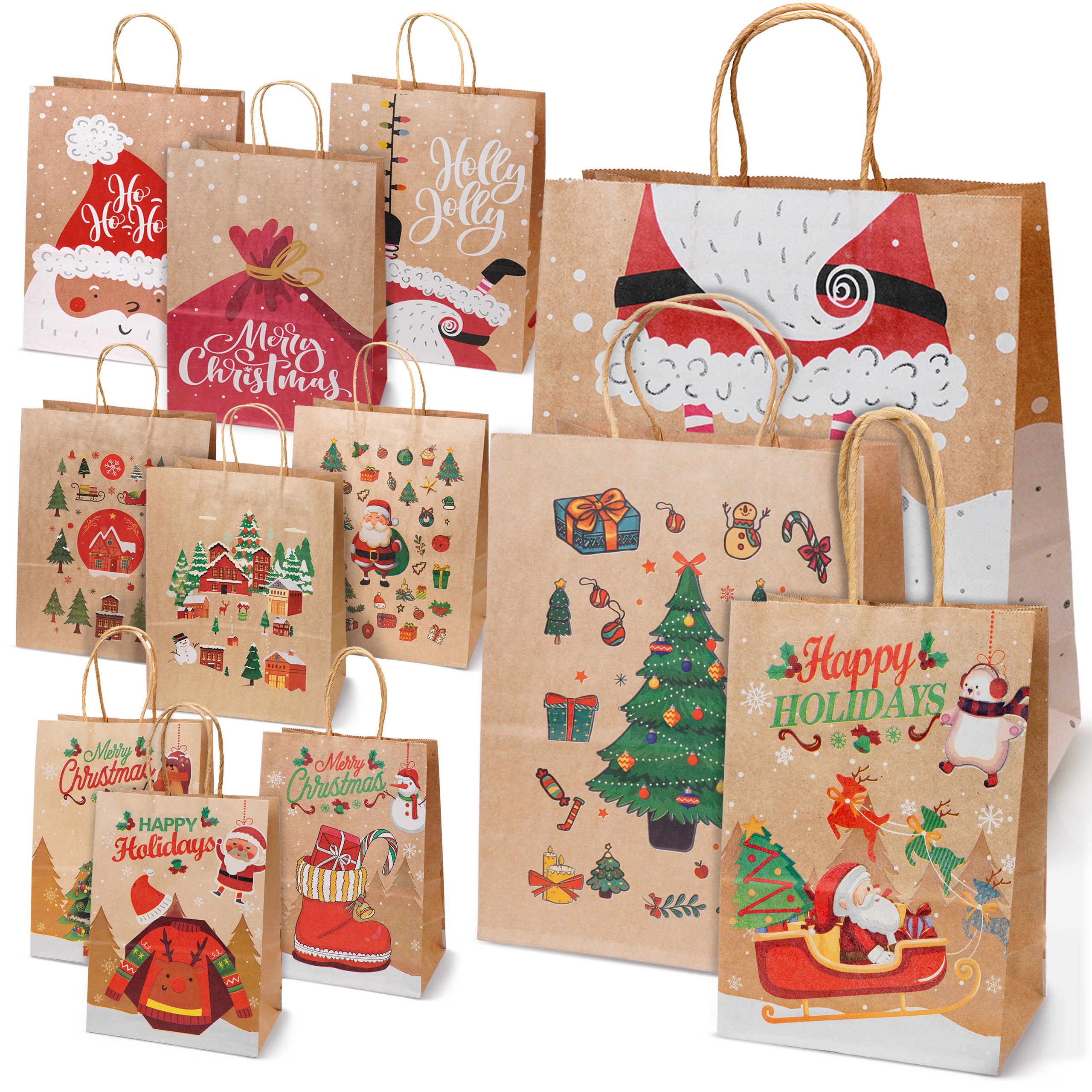 Zestaw Torebek Świątecznych na Prezenty – 12 szt.