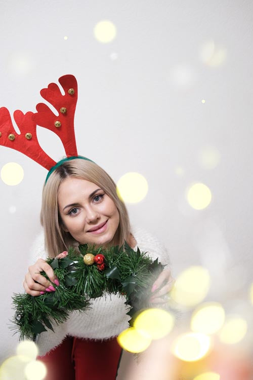 Opaska świąteczna rogi renifera z dzwoneczkami