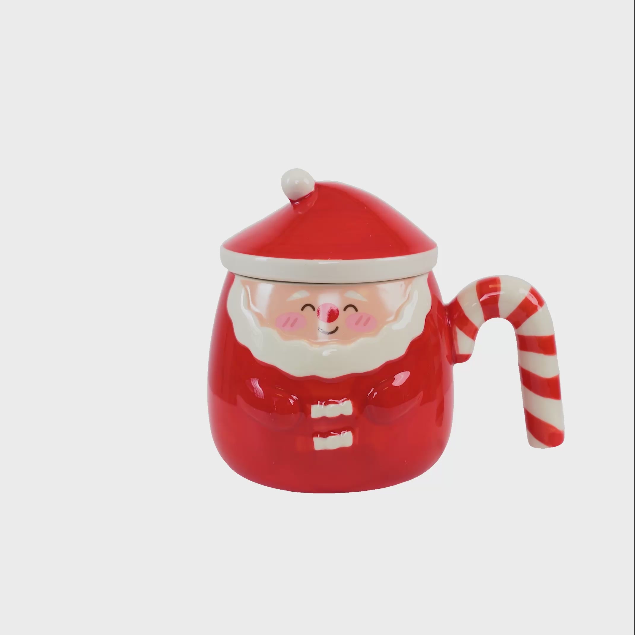 Wczytaj wideo: Kubek Czerwony Mikołaj z Przykrywką Ceramiczny