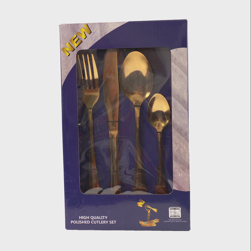 Zestaw Sztućców Złote 16 Elementów