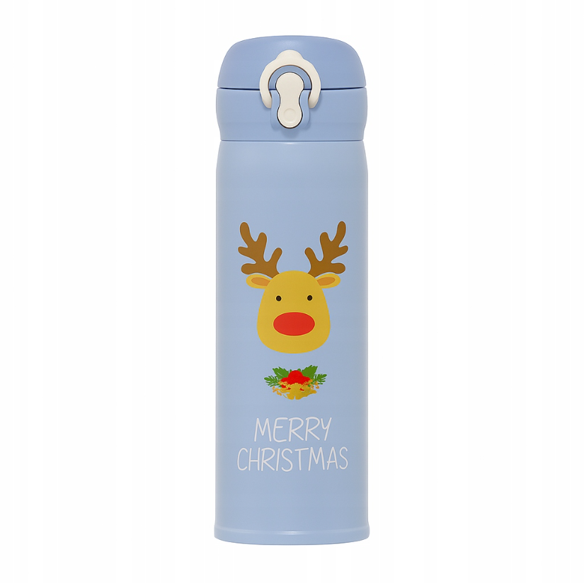 Kubek Termiczny Świąteczny Błękitny Renifer 500ml