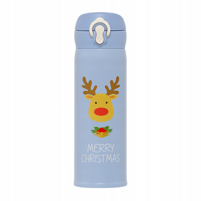 Kubek Termiczny Świąteczny Błękitny Renifer 500ml