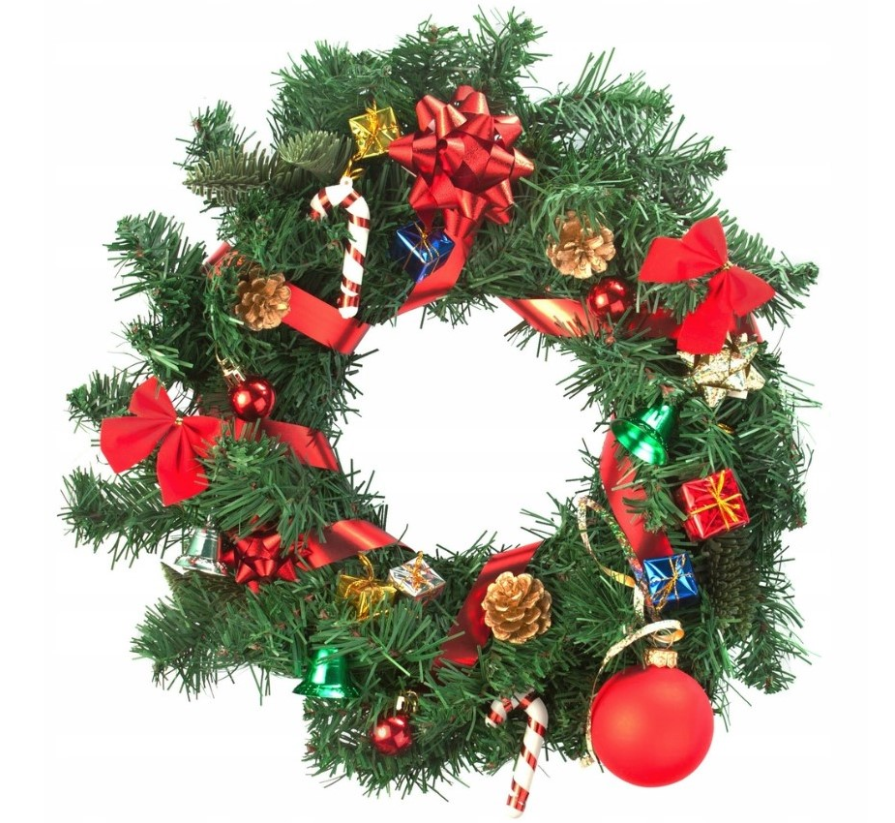 Wieniec świąteczny na drzwi 30cm zielony dekoracyjny stroik