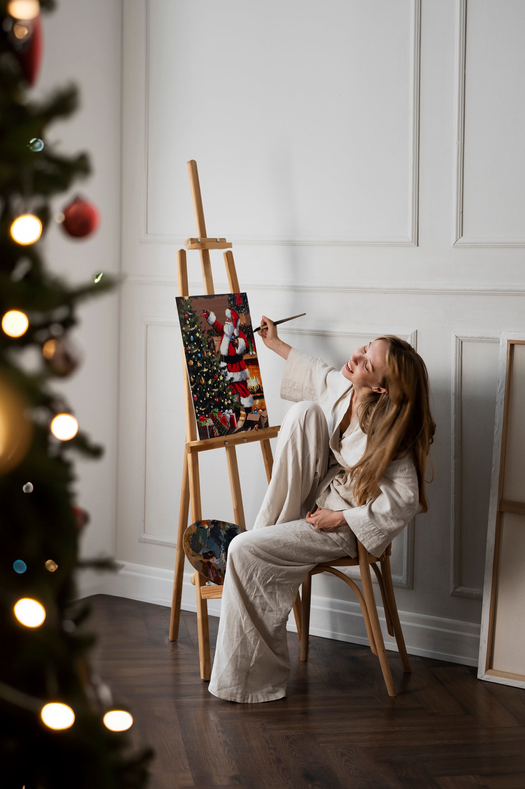 Malowanie po numerach 40×50cm z ramą Święty Mikołaj