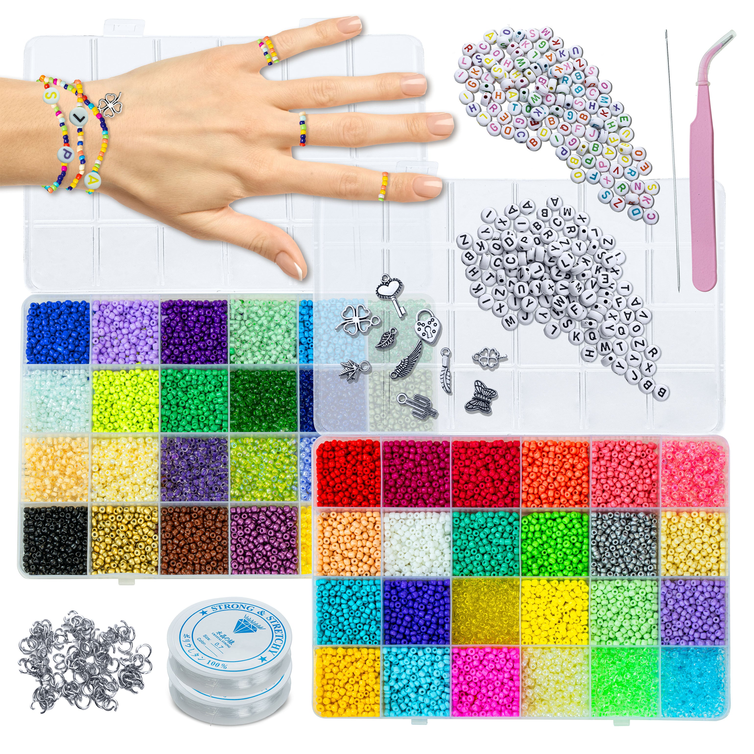 Zestaw do robienia bransoletek DIY – 48 kolorów