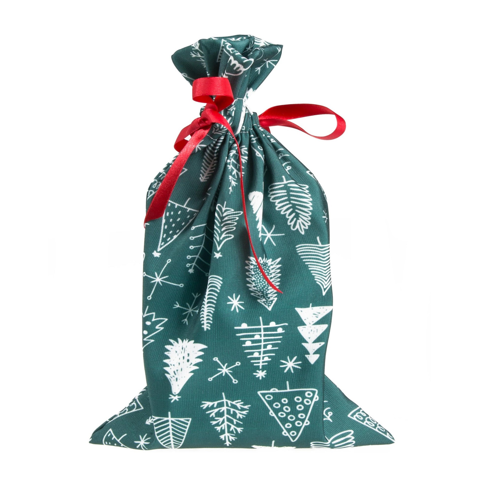 Worek poliestrowy 200x250 mm Zielony z motywem Choinek